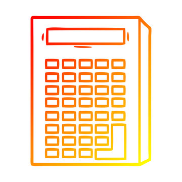 recommend clip art: warm gradient line drawing cartoon calculator