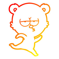 warm gradient line drawing running bear cartoon