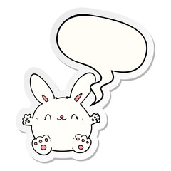 cute cartoon rabbit and speech bubble sticker