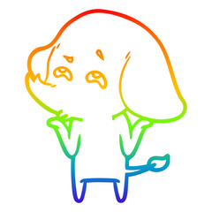 rainbow gradient line drawing cartoon elephant remembering
