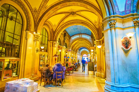 Cafe In Old Passage In Vienna, Austria