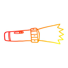 warm gradient line drawing cartoon of lit torch