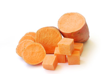 Sweet Potato on white background.(with Clipping Path).