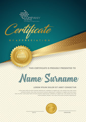 Premium diploma luxury certificate template with futuristic and elegant pattern background