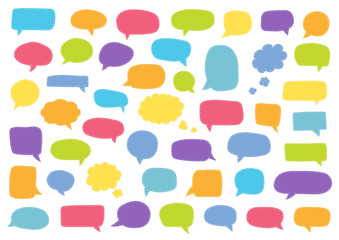 Set of speech bubbles. Blank retro empty comic bubbles. Stickers. Dialog balloons. Vector illustration.