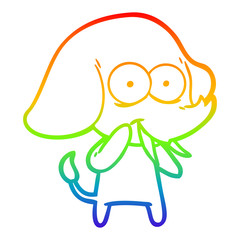 rainbow gradient line drawing happy cartoon elephant