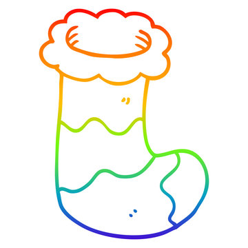 recommend clip art: rainbow gradient line drawing cartoon christmas stocking