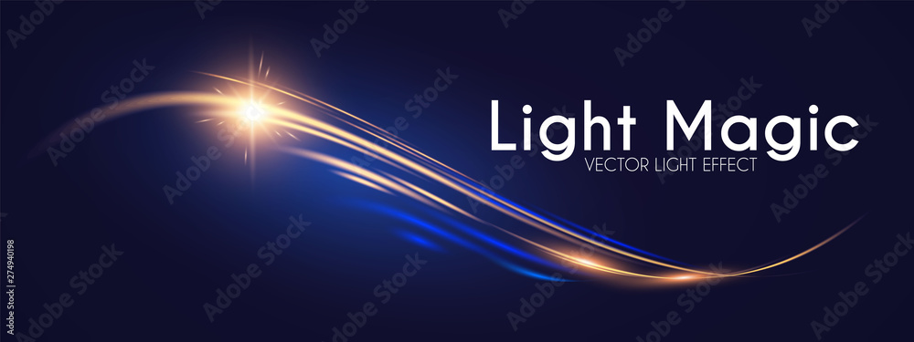 Wall mural motion light effect. shining wave. glow design element.