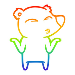rainbow gradient line drawing cartoon bear shrugging