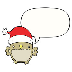 cute christmas owl and speech bubble