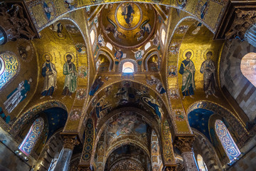 Fototapeta na wymiar Interior of La Martorana church in Palermo, Sicily, Italy