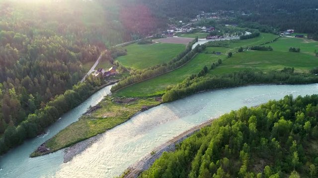 Jostedal valley. The valley of Jostedalen offers spectacular scenery, mainly shaped by glacial erosion. Norway.