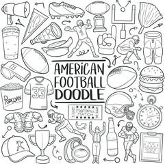 American Football Sport Traditional Doodle Icons Sketch Hand Made Design Vector  © josepperianes