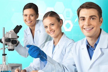 Group of the scientists working at the laboratory