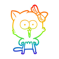 rainbow gradient line drawing cartoon cat