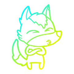 cold gradient line drawing cartoon wolf whistling