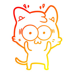 warm gradient line drawing cartoon surprised cat