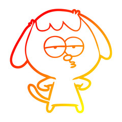 warm gradient line drawing cartoon bored dog