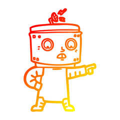 warm gradient line drawing cartoon robot pointing