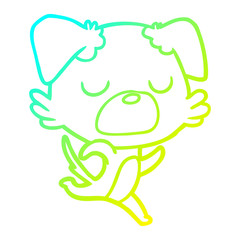 cold gradient line drawing cartoon dog