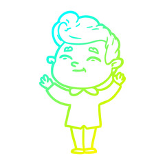 cold gradient line drawing happy cartoon man