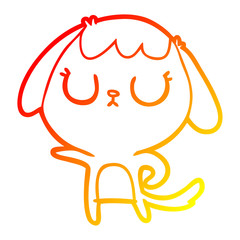 warm gradient line drawing cute cartoon dog