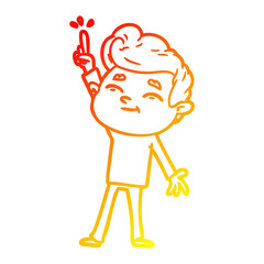 warm gradient line drawing happy cartoon man