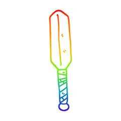 rainbow gradient line drawing cartoon baseball bat