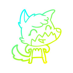 cold gradient line drawing happy cartoon fox