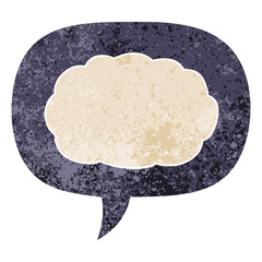 cartoon cloud and speech bubble in retro textured style