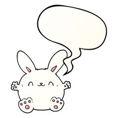 cute cartoon rabbit and speech bubble in smooth gradient style