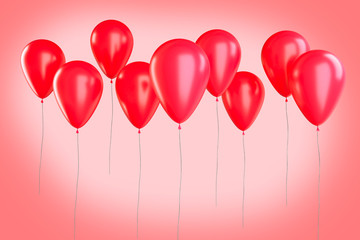 Red Ballons on red background.