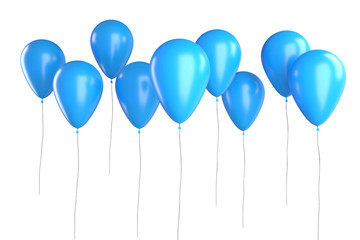 Blue Ballons isolated on white background.