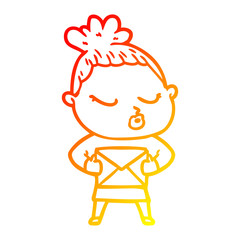 warm gradient line drawing cartoon calm woman