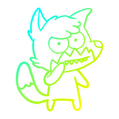 cold gradient line drawing cartoon grinning fox