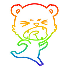 rainbow gradient line drawing angry cartoon bear