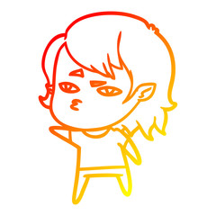 warm gradient line drawing cartoon vampire girl