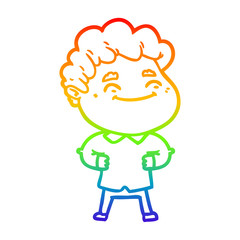 Fototapeta premium rainbow gradient line drawing cartoon friendly man