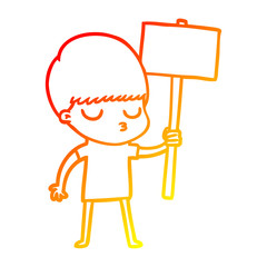 warm gradient line drawing cartoon calm boy