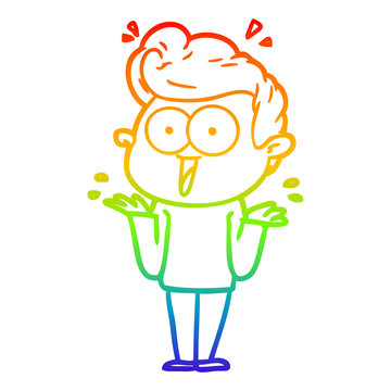 recommend clip art: rainbow gradient line drawing cartoon man shrugging