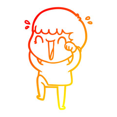 warm gradient line drawing laughing cartoon man