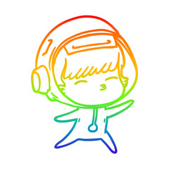 rainbow gradient line drawing cartoon curious astronaut