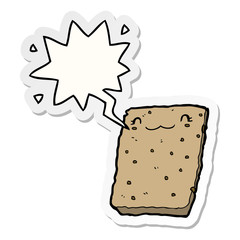 cartoon biscuit and speech bubble sticker