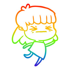 rainbow gradient line drawing cartoon woman
