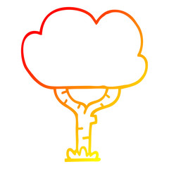 warm gradient line drawing cartoon tree
