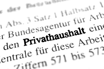 Obraz premium Privathaushalt - schwarzweiß Text