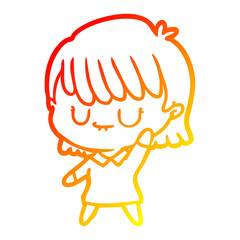warm gradient line drawing cartoon woman