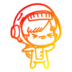 warm gradient line drawing cartoon astronaut woman