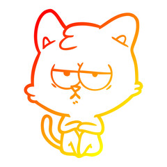 warm gradient line drawing bored cartoon cat
