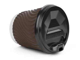 Takeaway coffee cup out disposable paper with plastic lid blank mock up cup.